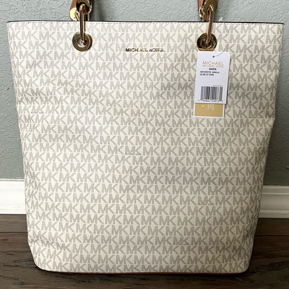🆕 Michael Kors Raven Large North South Top-Zip Tote Bag